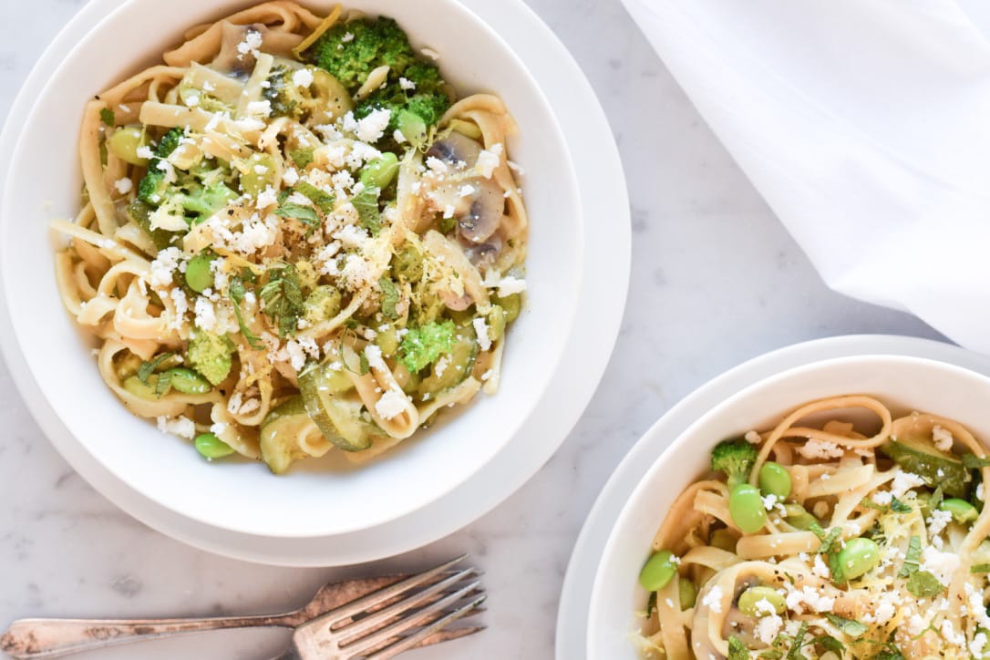 One pot pasta – Pâtes aux légumes verts - Marie-Ève Caplette Nutritionniste