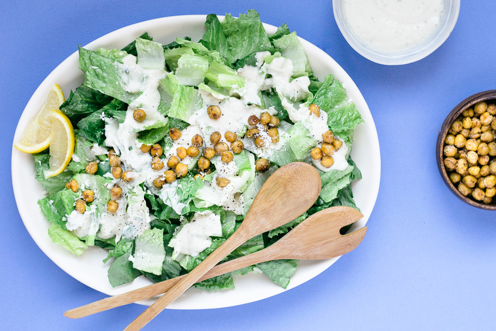 Salade César – vinaigrette maison 3 fois moins grasse & sans lactose